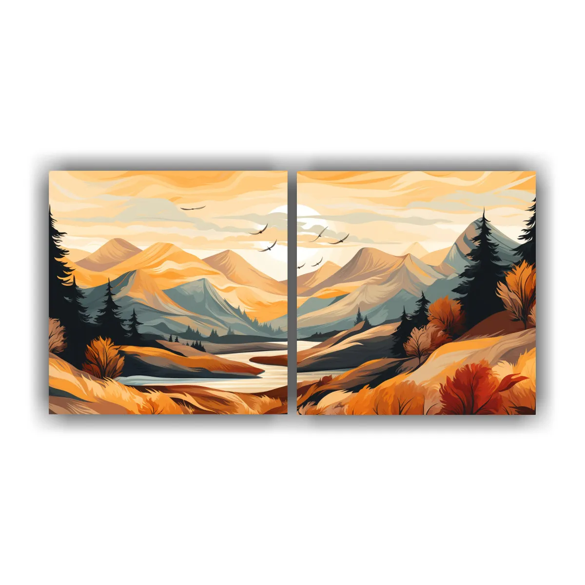 GENERICO - Pinturas Decorativas Gráficas De Montañas En 80x40 Cm