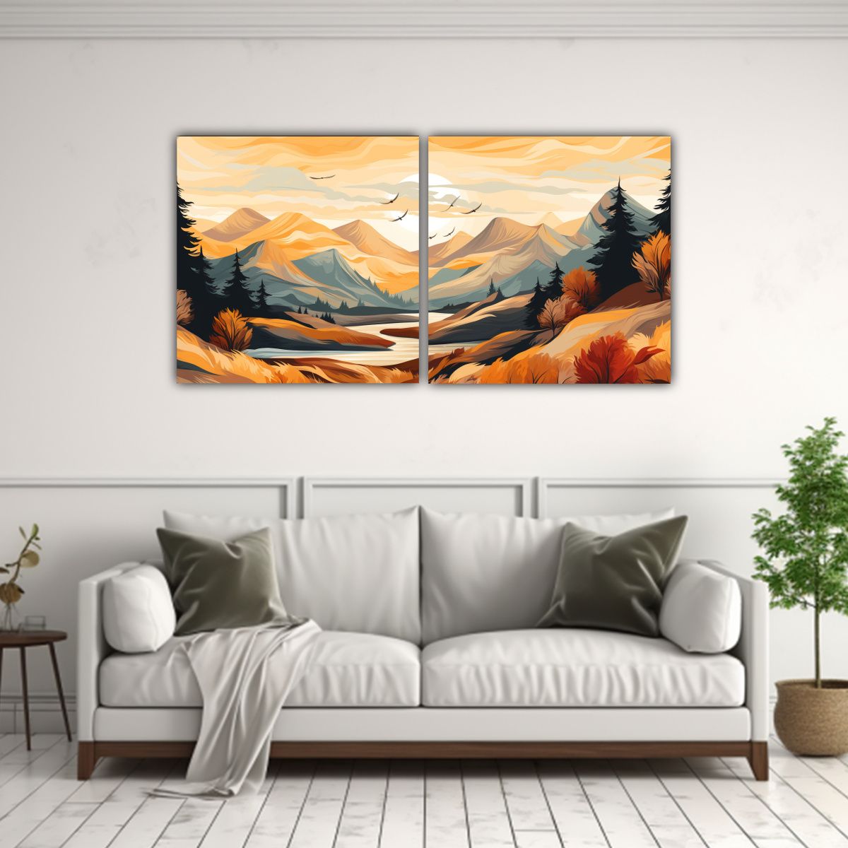 GENERICO - Pinturas Decorativas Gráficas De Montañas En 80x40 Cm