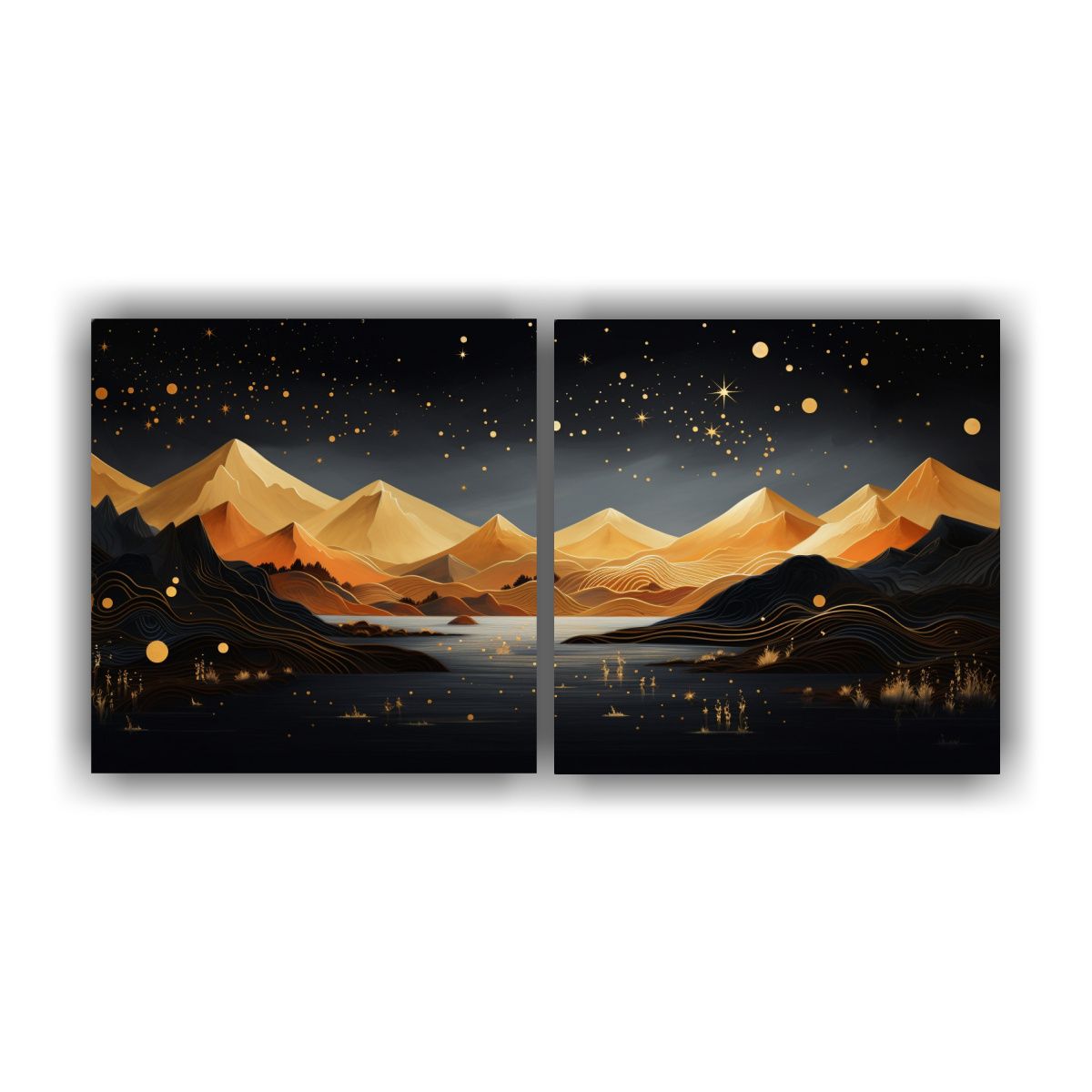 GENERICO - Dibujo Llamativo Paisaje Montañoso Con Estilo 60x30 Cm