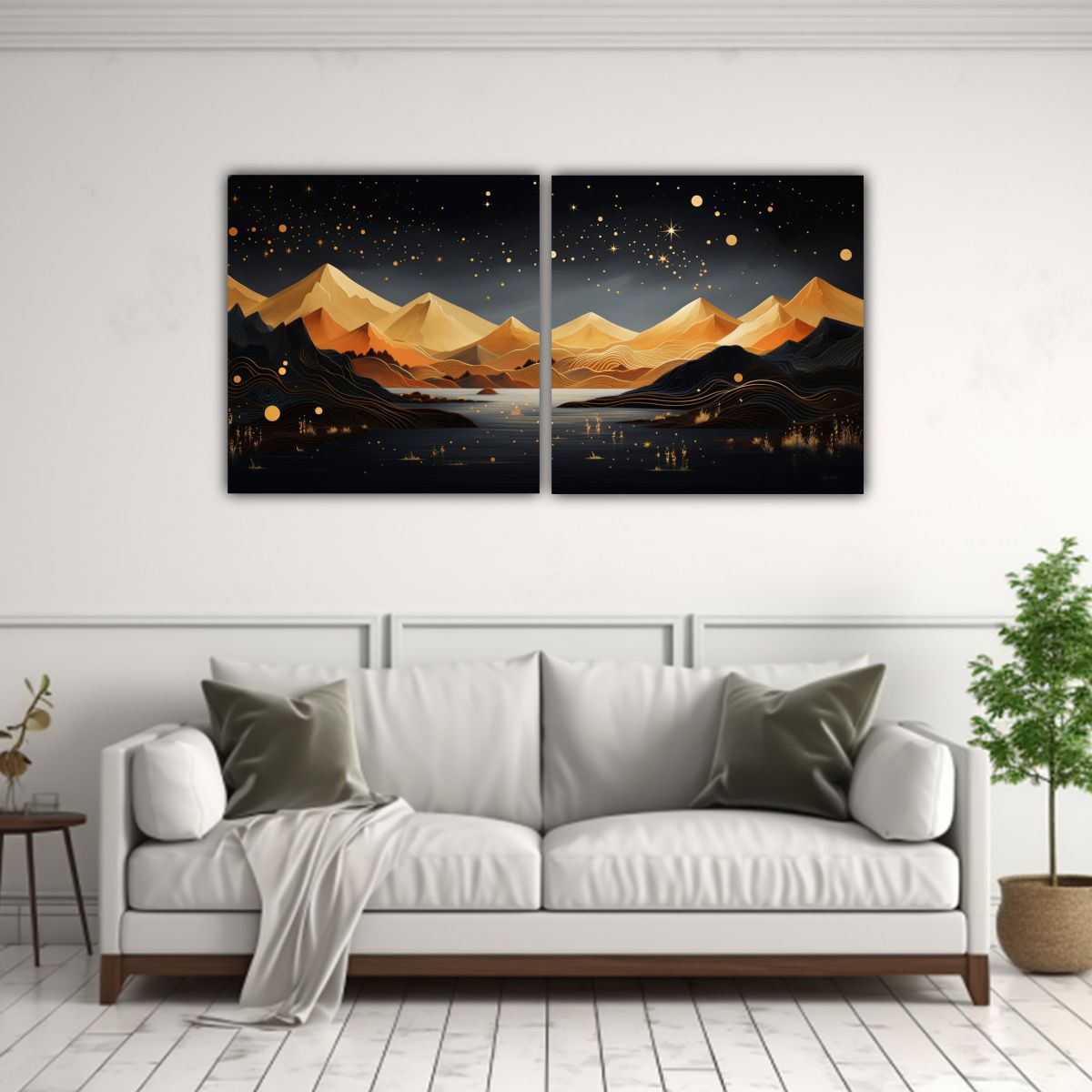 GENERICO - Dibujo Llamativo Paisaje Montañoso Con Estilo 60x30 Cm