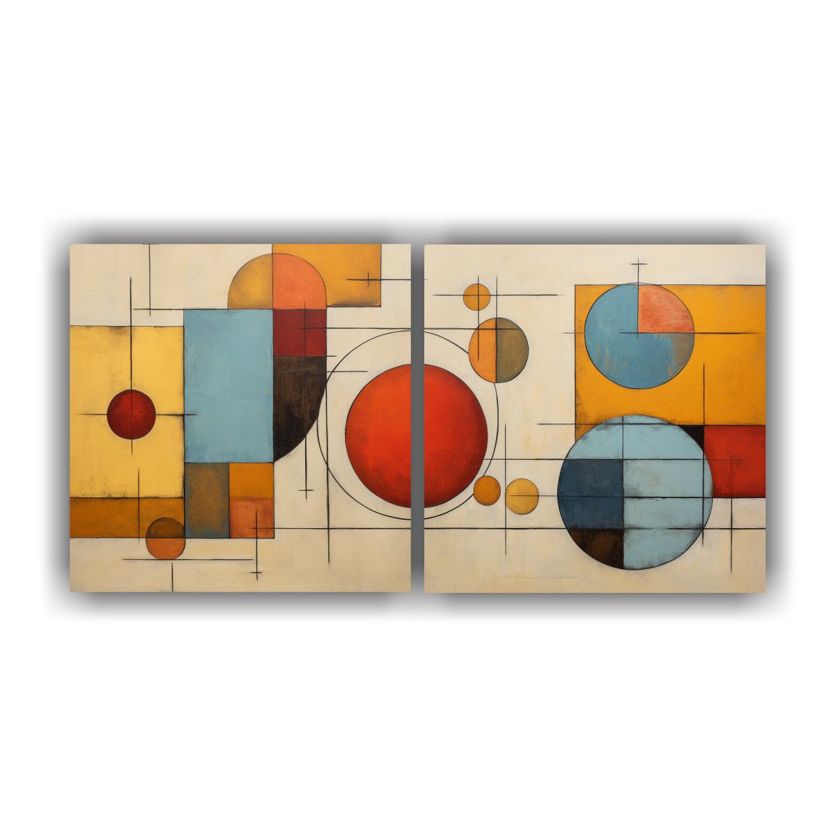 GENERICO - Conjunto 2 Cuadros Abstractos Modernos Midcentury 100x50 Cm