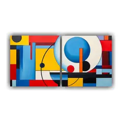 GENERICO - Cuadros Geométricos Con Colores Primarios 80x40 Cm