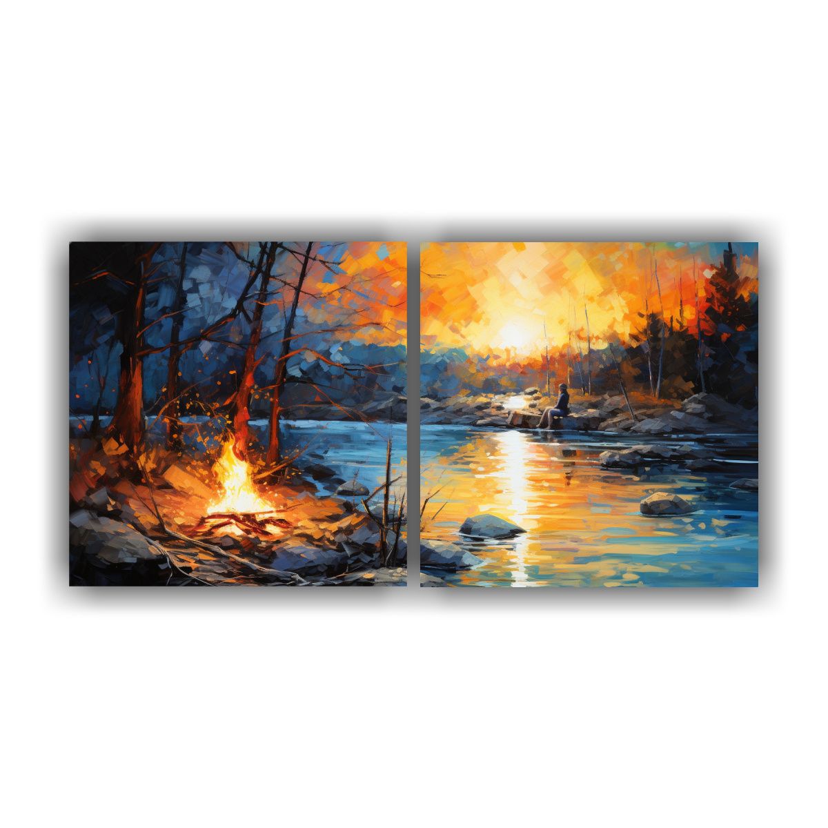 GENERICO - Díptico Decorativo Poder Fusionando Naranjas 80x40 Cm