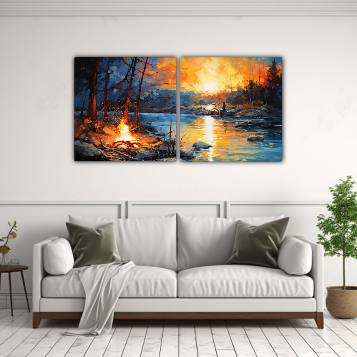 GENERICO - Díptico Decorativo Poder Fusionando Naranjas 80x40 Cm