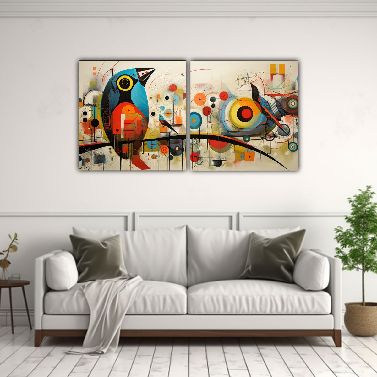 GENERICO - Cuadros De Pájaros Abstractos Para Decoración 100x50 Cm