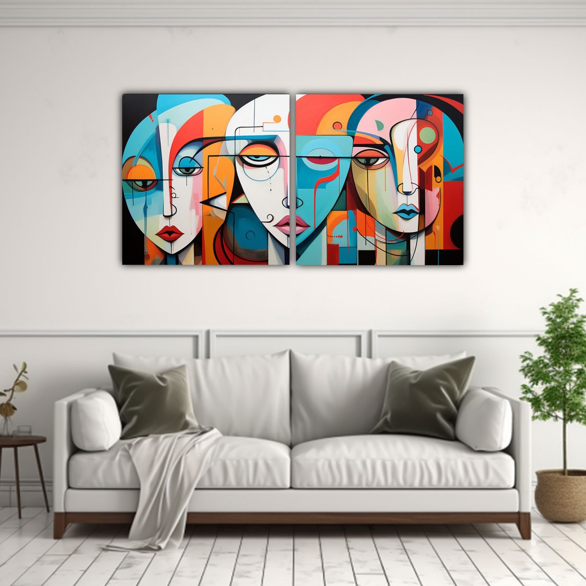 GENERICO - Cuadros De Figuras Humanas Abstractas En Acuarela 100x50 Cm
