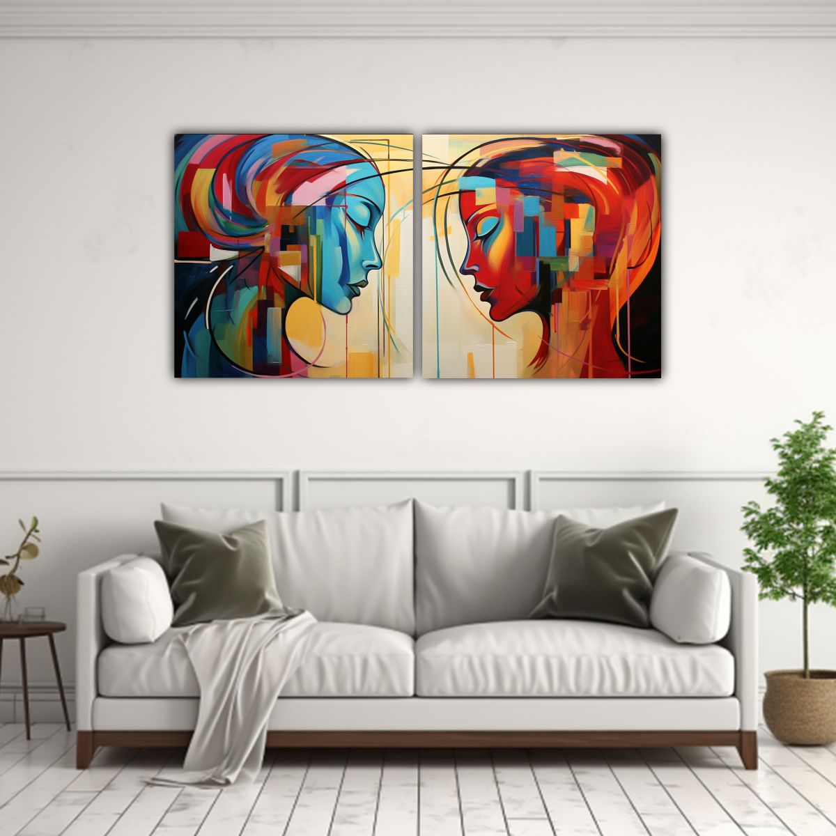 GENERICO - Cuadros Abstractos De Parejas Cálidas Y Modernas 60x30 Cm