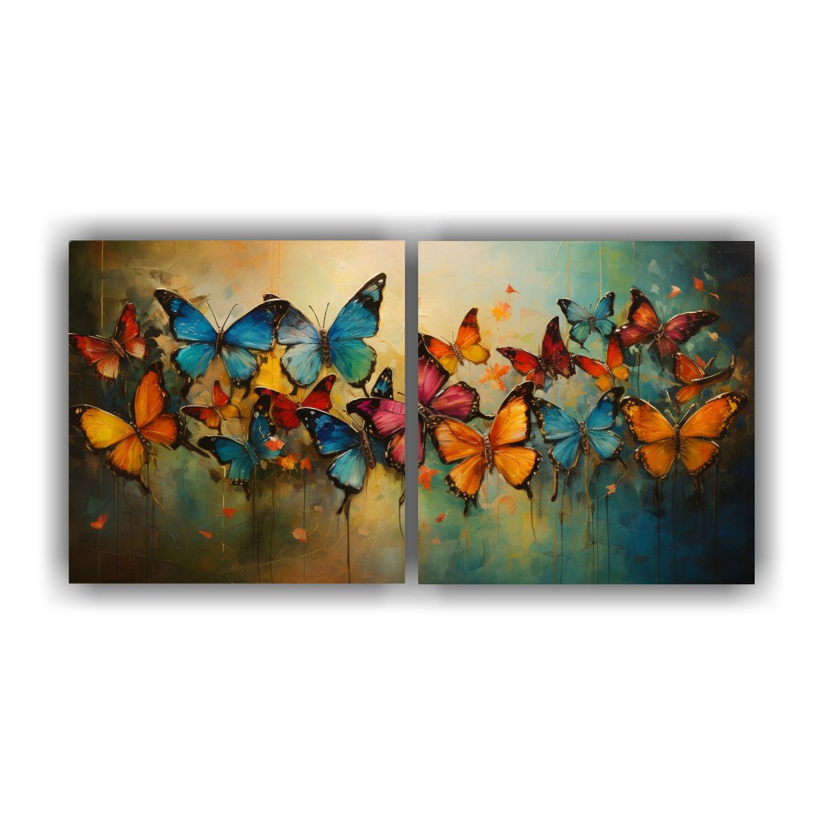 GENERICO - Cuadros Abstractos De Mariposas Con Estampado 80x40 Cm