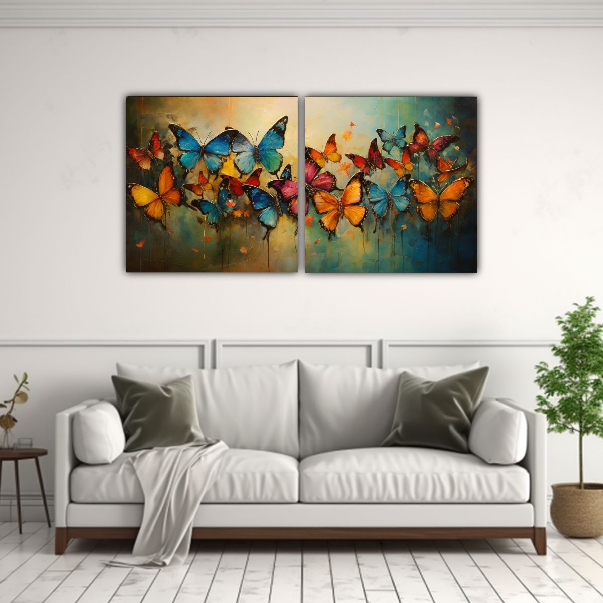 GENERICO - Cuadros Abstractos De Mariposas Con Estampado 80x40 Cm
