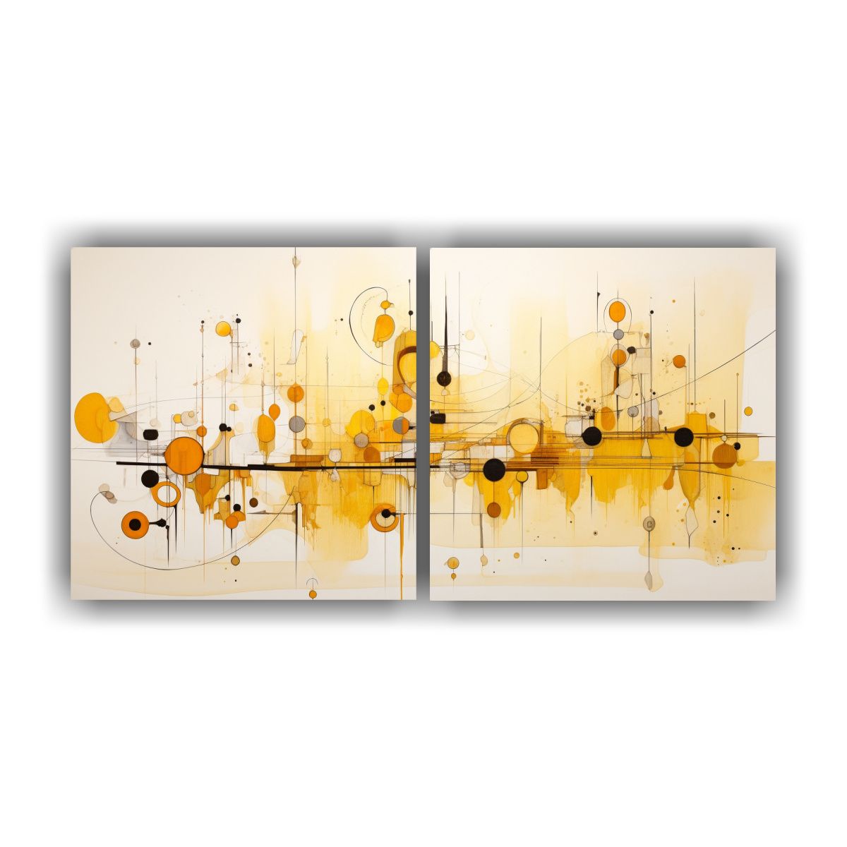 GENERICO - Cuadros Abstractos Modernos En Tonos Amarillos 80x40 Cm