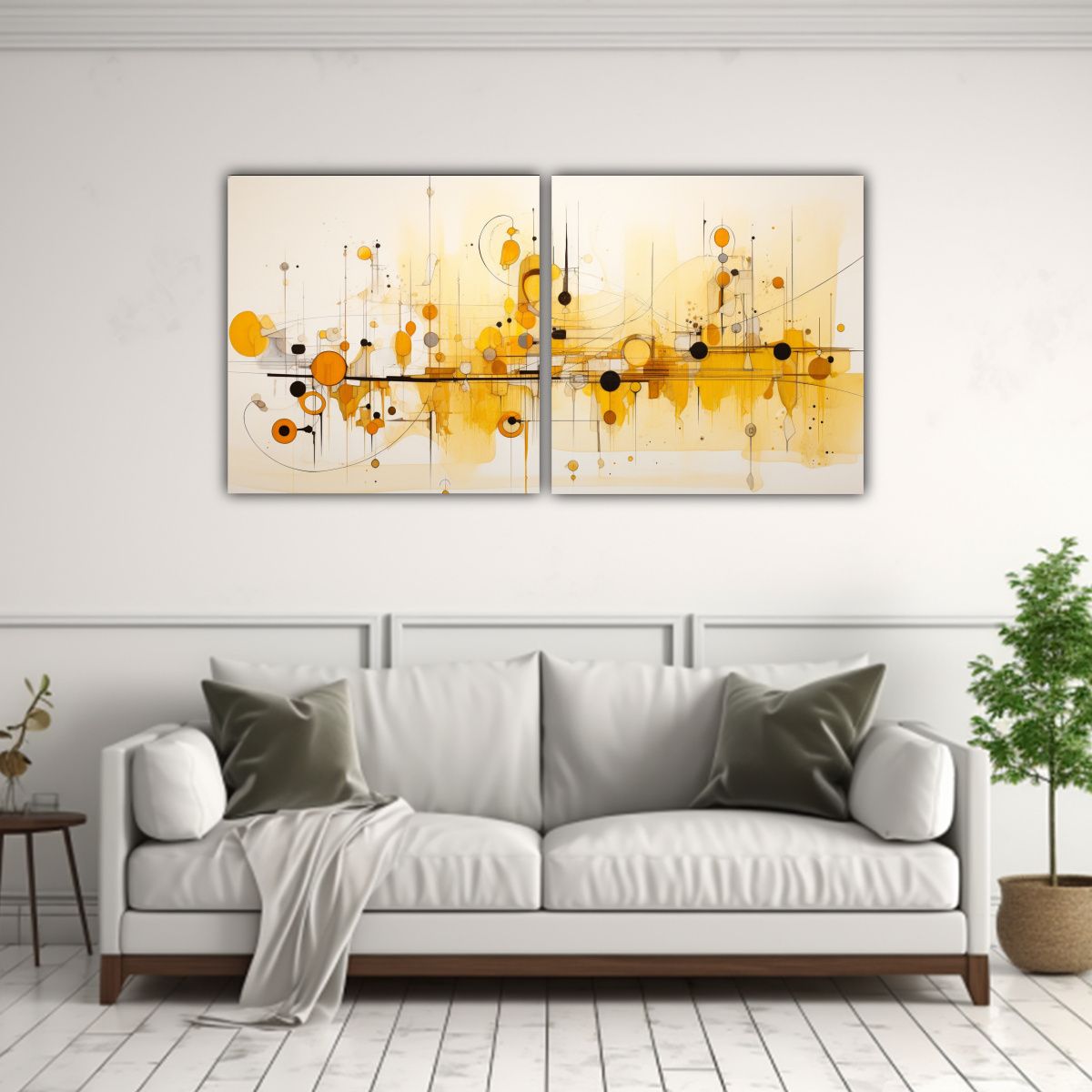 GENERICO - Cuadros Abstractos Modernos En Tonos Amarillos 80x40 Cm