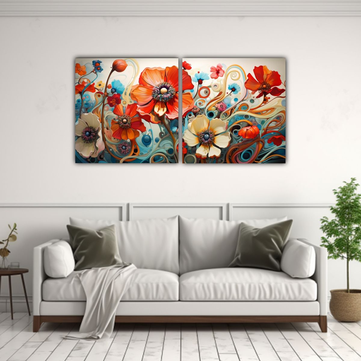 GENERICO - Cuadros Abstractos De Flores Llenos De Intensidad 100x50 Cm