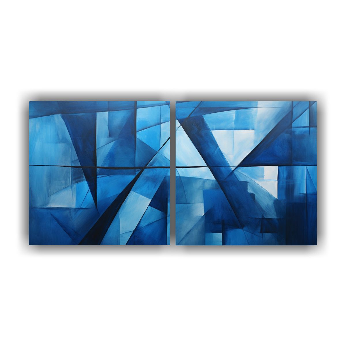 GENERICO - Cuadro Abstracto Tonos Azules Arte De Pared 60x30 Cm