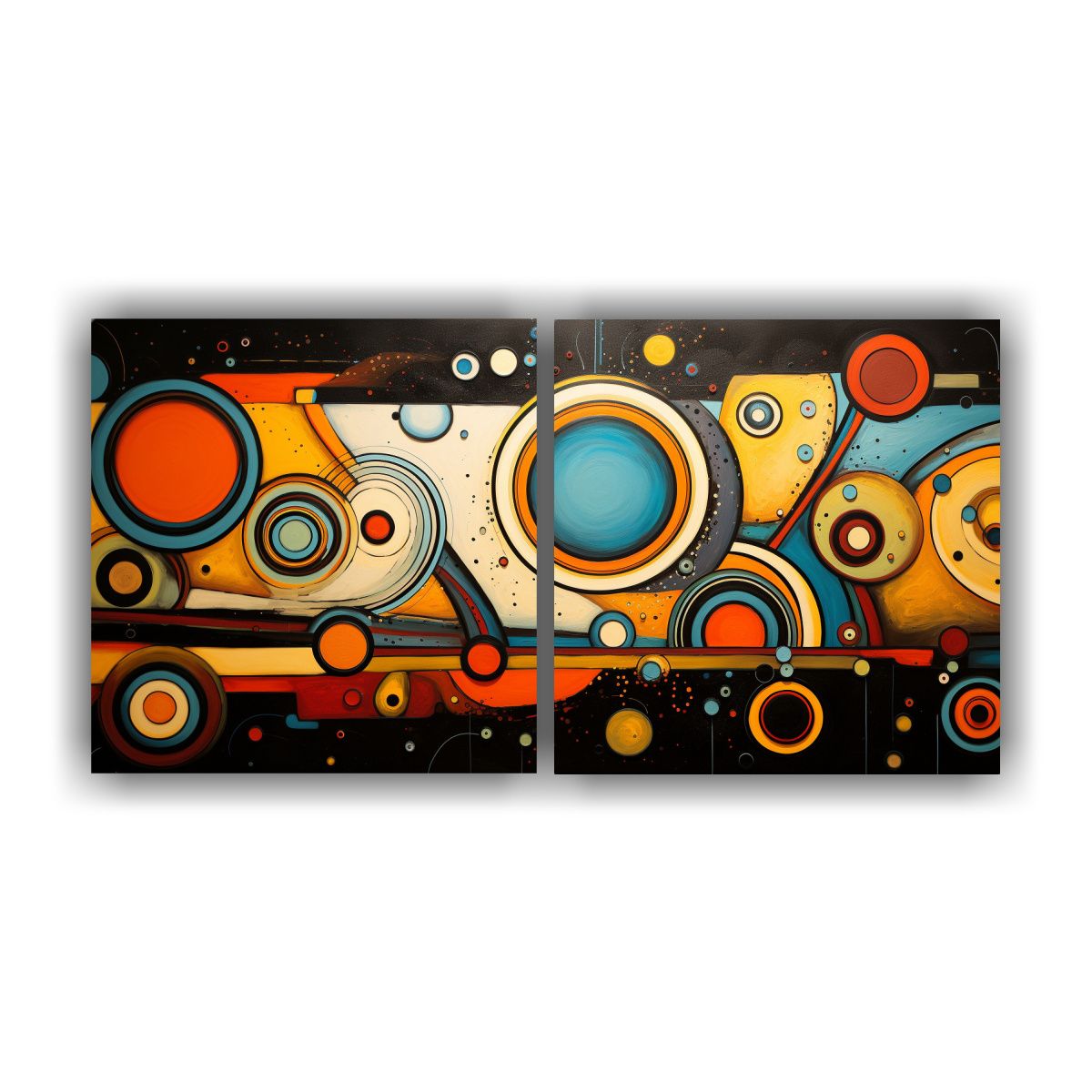 GENERICO - Pintura Abstracta De Círculos Simétricos Para 80x40 Cm