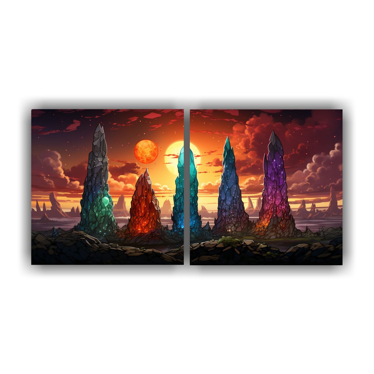 GENERICO - Conjunto 2 Telas En Bastidor Decoración Estilo 60x30 Cm