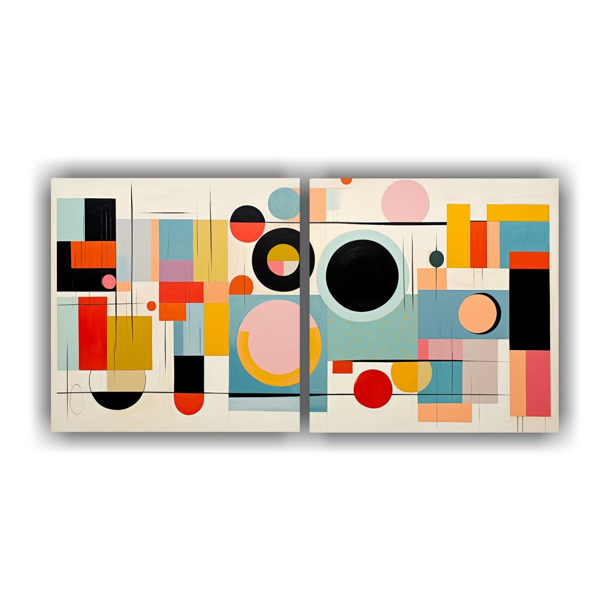 GENERICO - Cuadro Abstracto Geométrico Colorido Triángulos 100x50 Cm
