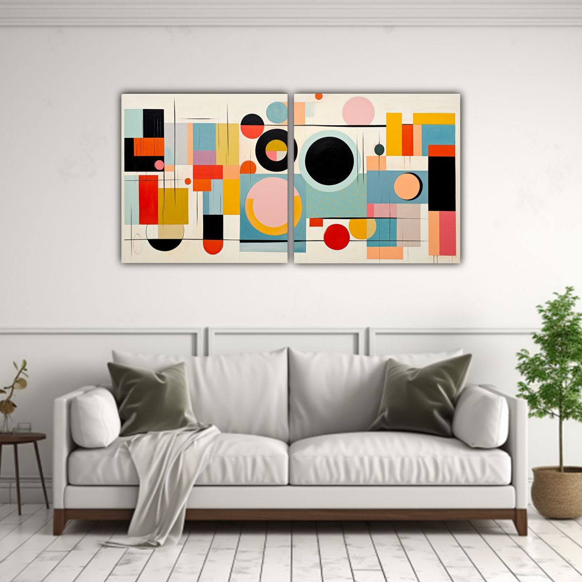 GENERICO - Cuadro Abstracto Geométrico Colorido Triángulos 100x50 Cm
