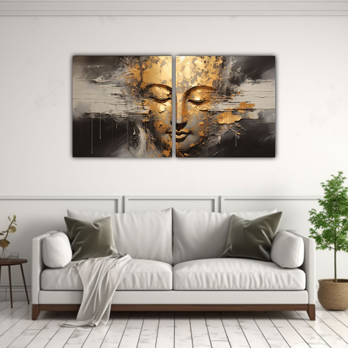 GENERICO - Cuadro De Tela Buddha Face En Estilo Abstracto 80x40 Cm