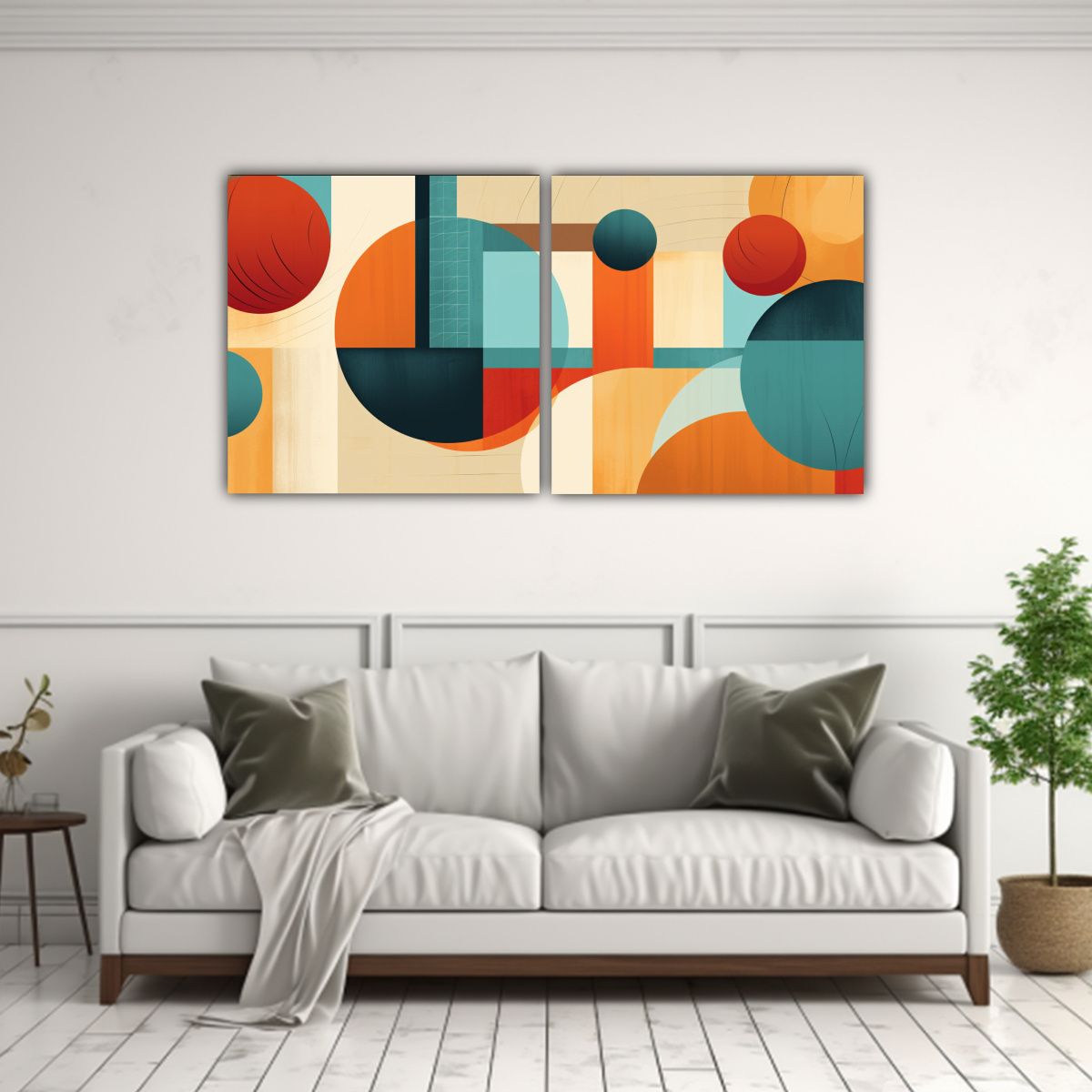 GENERICO - Diptico Decorativo Estilo Geométrico Abstracto 100x50 Cm