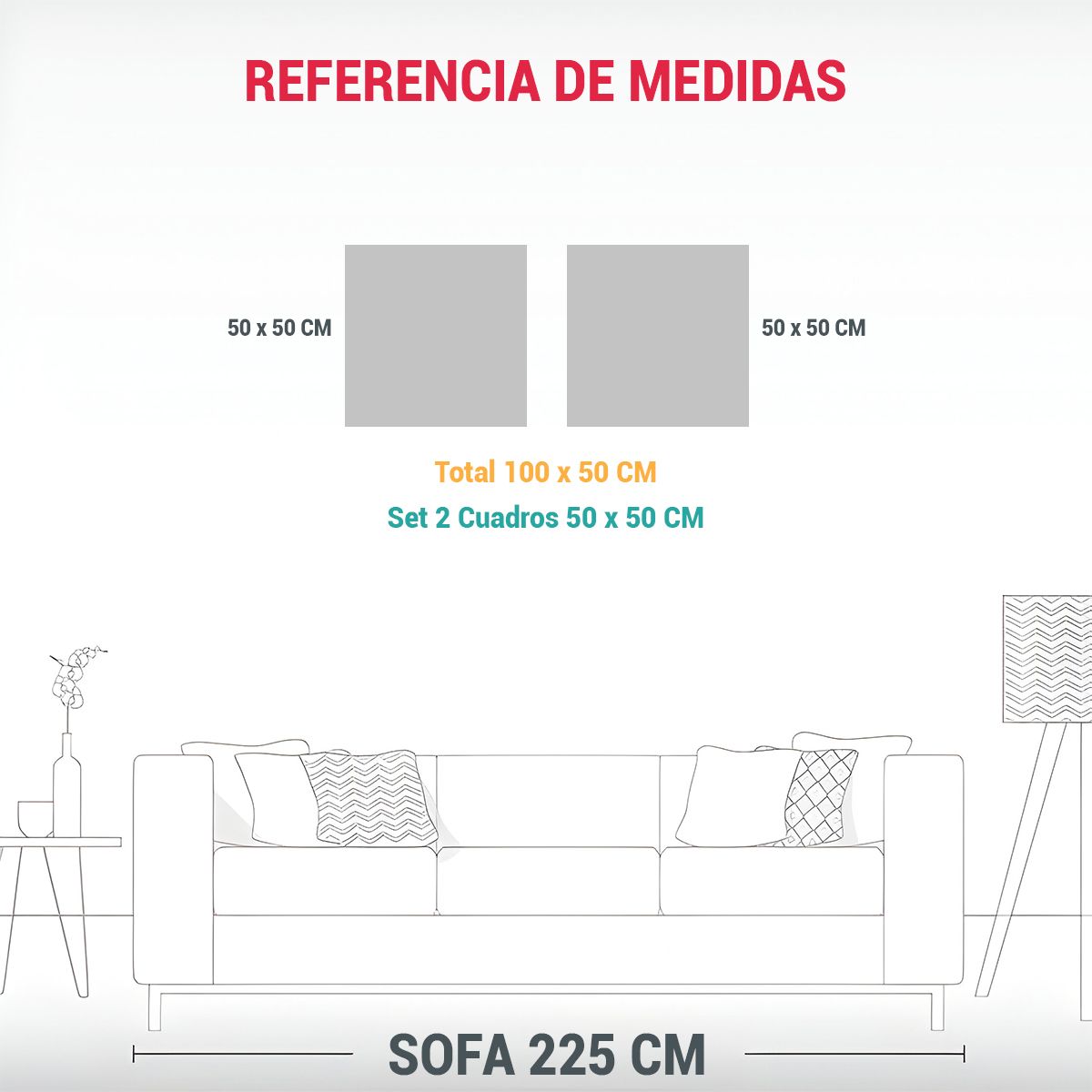 GENERICO - Diptico Decorativo Estilo Geométrico Abstracto 100x50 Cm