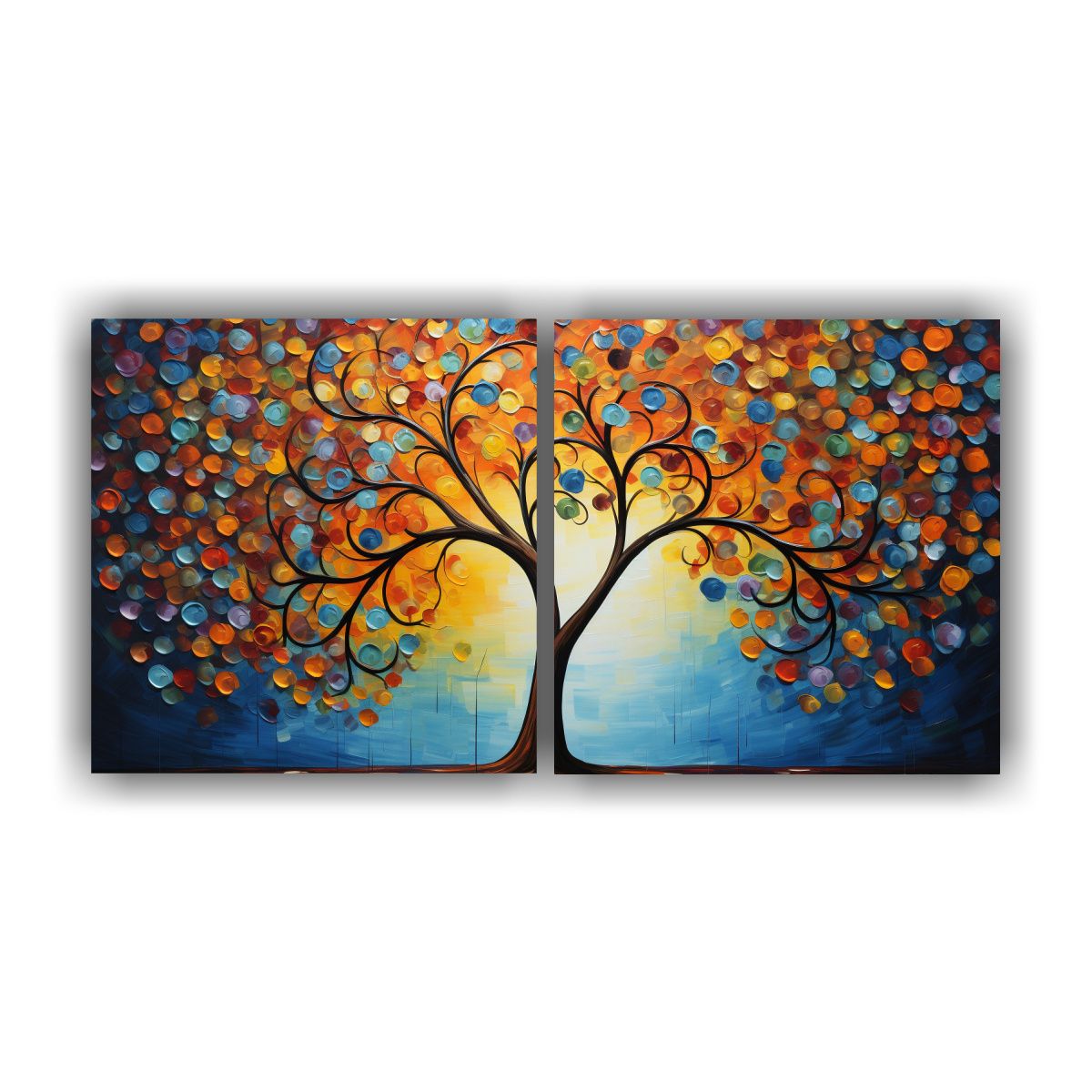 GENERICO - Pintura Abstracta De árbol En Lienzo Conjunto 60x30 Cm