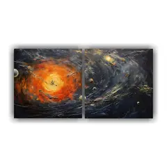 GENERICO - Cuadro Galaxia Con Nave Espacial Para Oficina 60x30 Cm