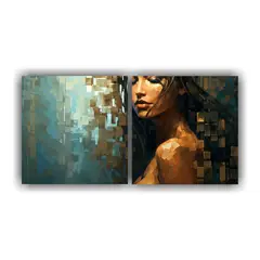 GENERICO - Pintura Abstracta Con Tonos Marrones Y Azules 80x40 Cm