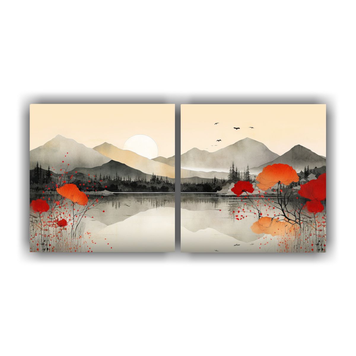 GENERICO - Cuadros Montañas Reflejadas En El Clásico 60x30 Cm