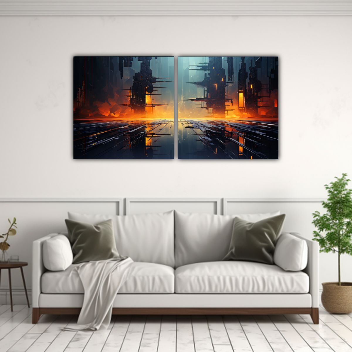 GENERICO - Lienzos De Tela Urbano Abstracto Set De 2 60x30 Cm