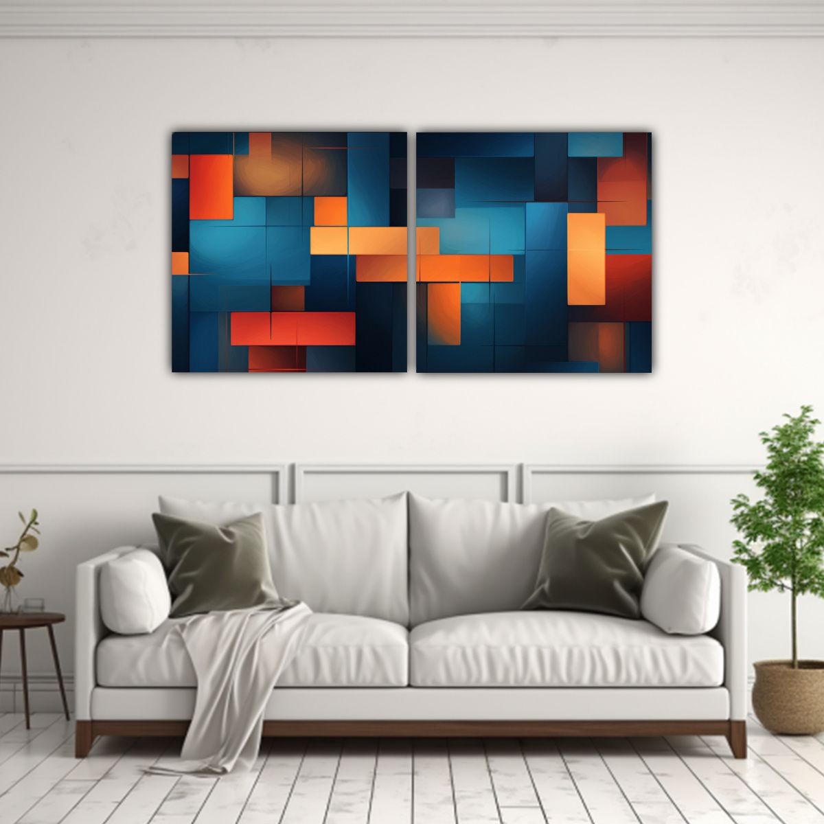 GENERICO - Set 2 Artes De Pared Tonos Poder Abstractos Con 100x50 Cm