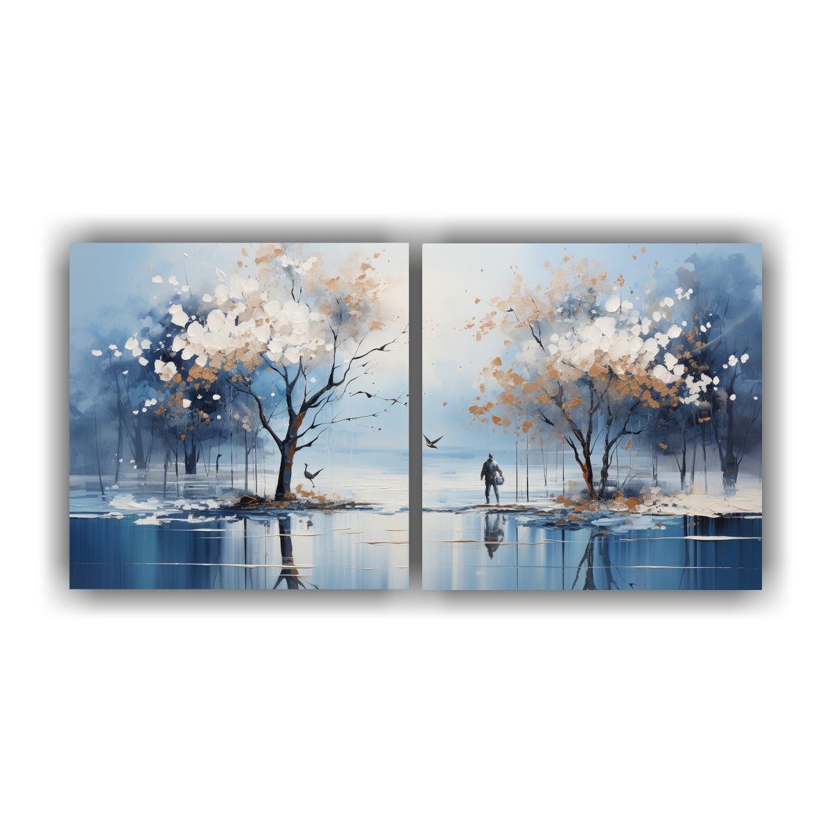 GENERICO - Set 2 Pinturas Acuarela Abstracta única De 60x30 Cm