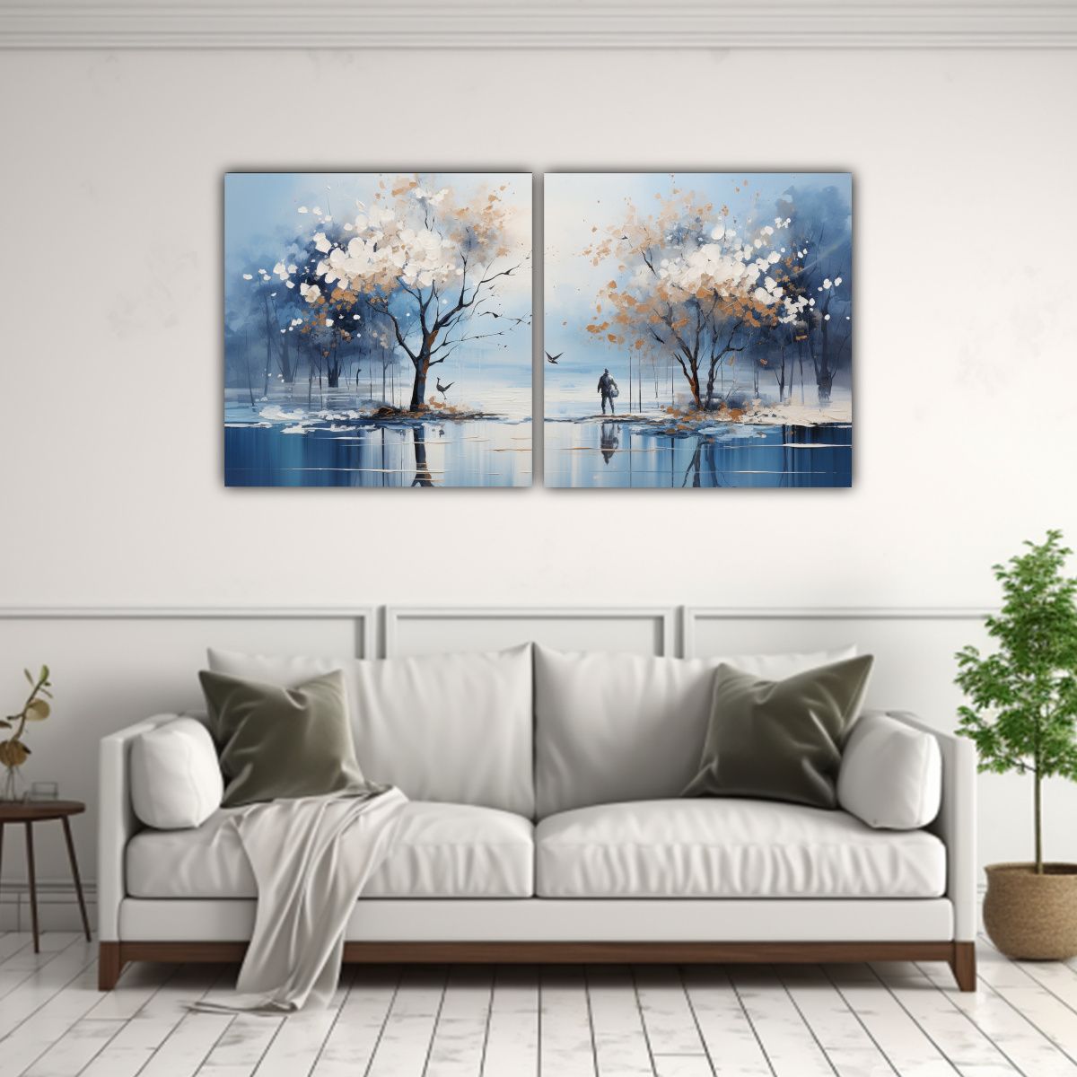 GENERICO - Set 2 Pinturas Acuarela Abstracta única De 60x30 Cm