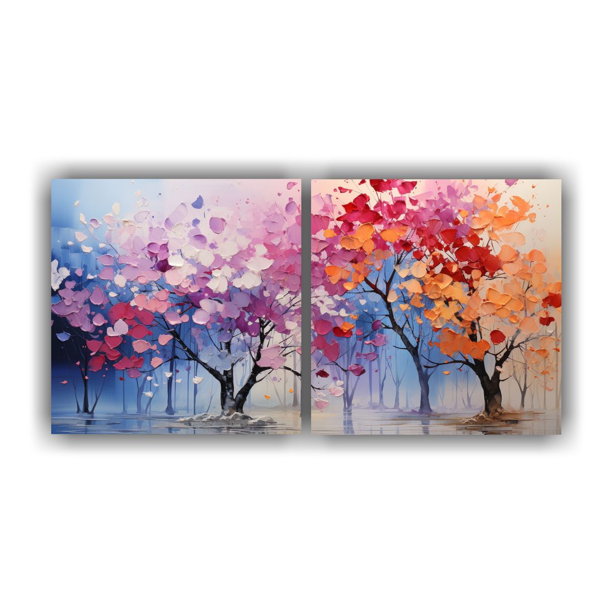 GENERICO - Pintura Abstracta Rectangular De árboles En 100x50 Cm