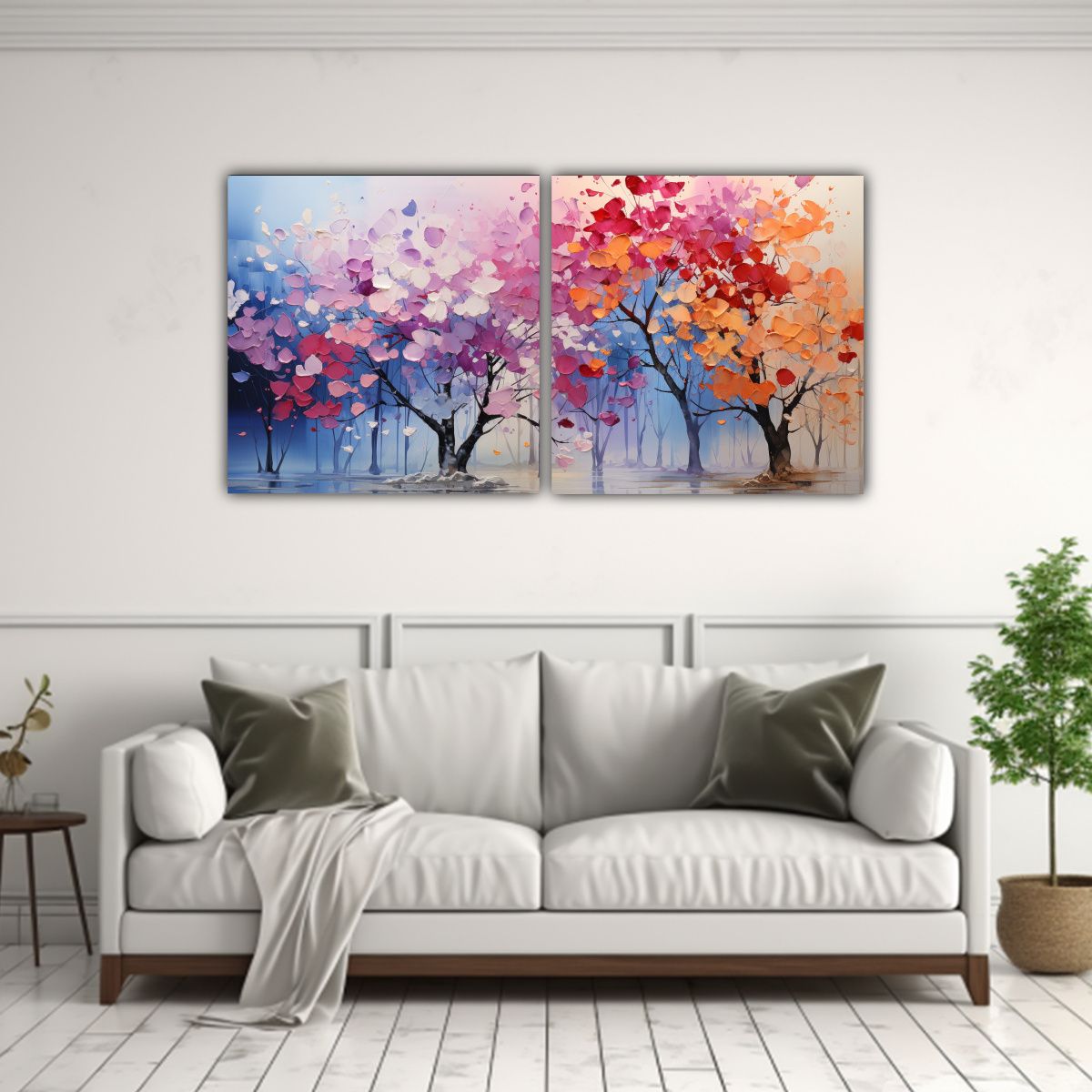 GENERICO - Pintura Abstracta Rectangular De árboles En 100x50 Cm