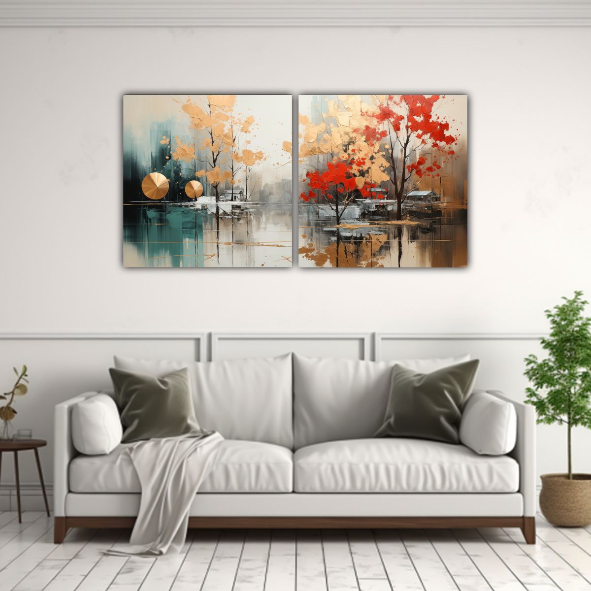 GENERICO - Set 2 Artes Impreso Mural árbol Abstracto En 100x50 Cm
