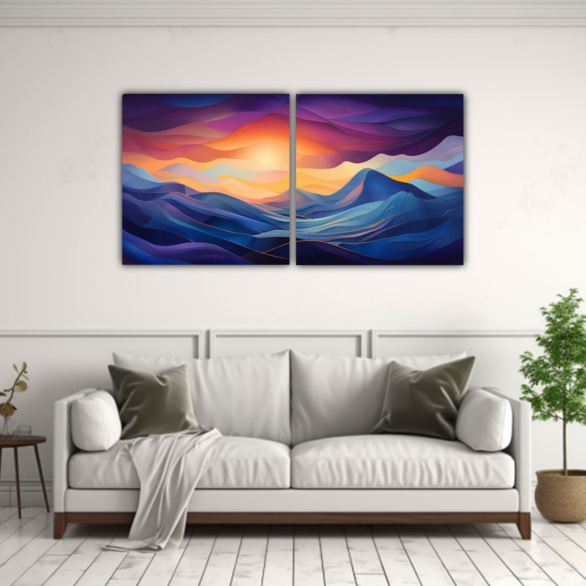 GENERICO - Cuadros Abstractos Montañas Al Anochecer 80x40 Cm