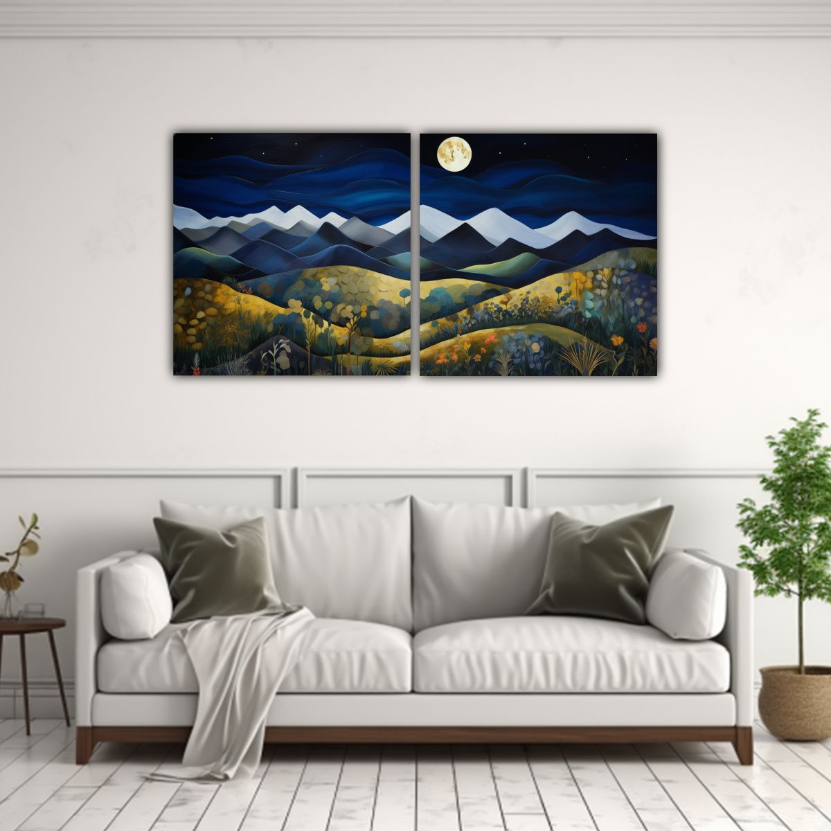 GENERICO - Cuadros Abstractos De Paisaje Nocturno De 100x50 Cm