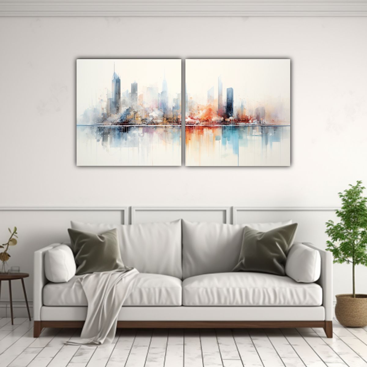 GENERICO - Pintura Decorativa Abstracto Ciudad En Acuarela 100x50 Cm