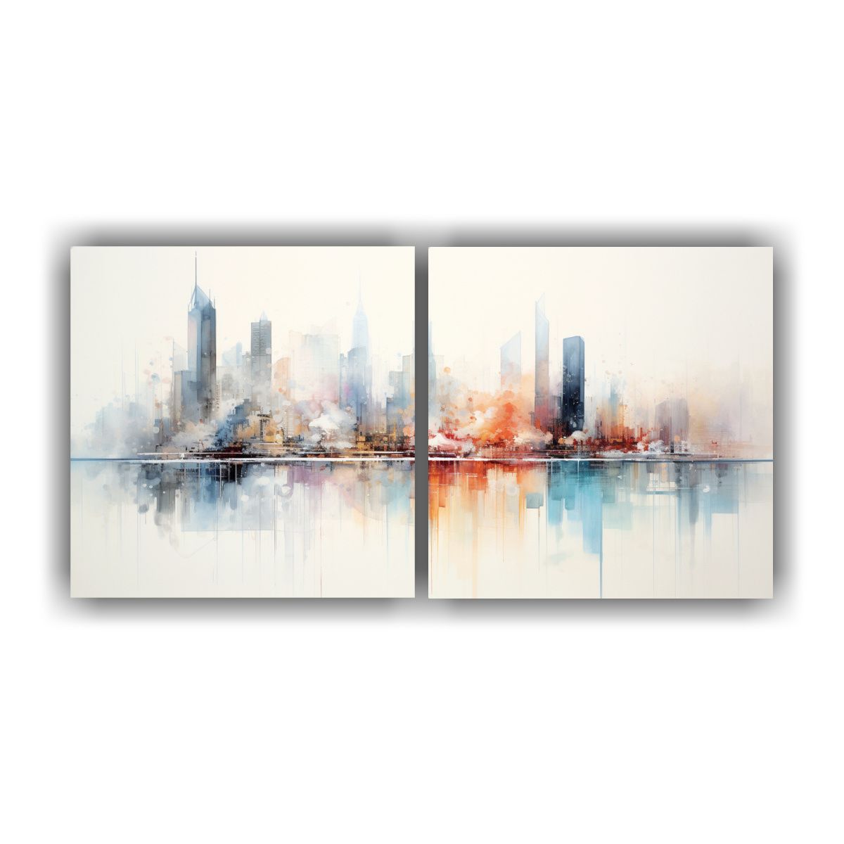 GENERICO - Pintura Decorativa Abstracto Ciudad En Acuarela 60x30 Cm