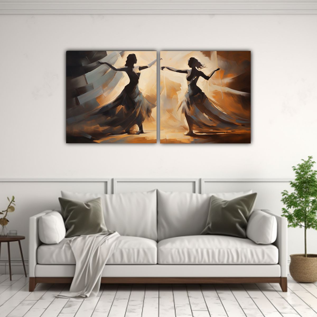 GENERICO - Conjunto 2 Artes Inspiración Multicolor Danza 80x40 Cm