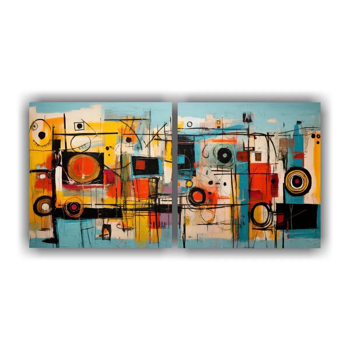 GENERICO - Composición Abstracta Inspirada En El Arte Bruto 60x30 Cm