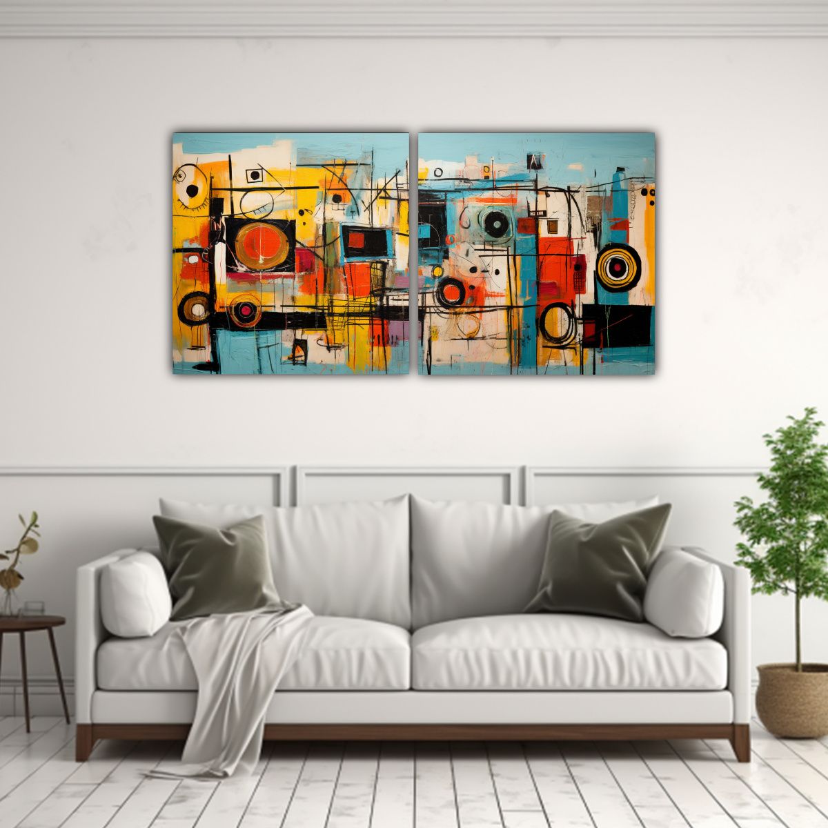 GENERICO - Composición Abstracta Inspirada En El Arte Bruto 60x30 Cm