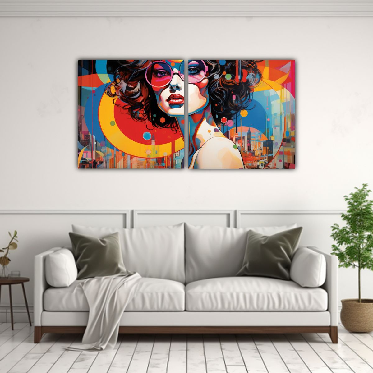 GENERICO - Cuadro De Mujer En El Centro Del Arte Pop 60x30 Cm