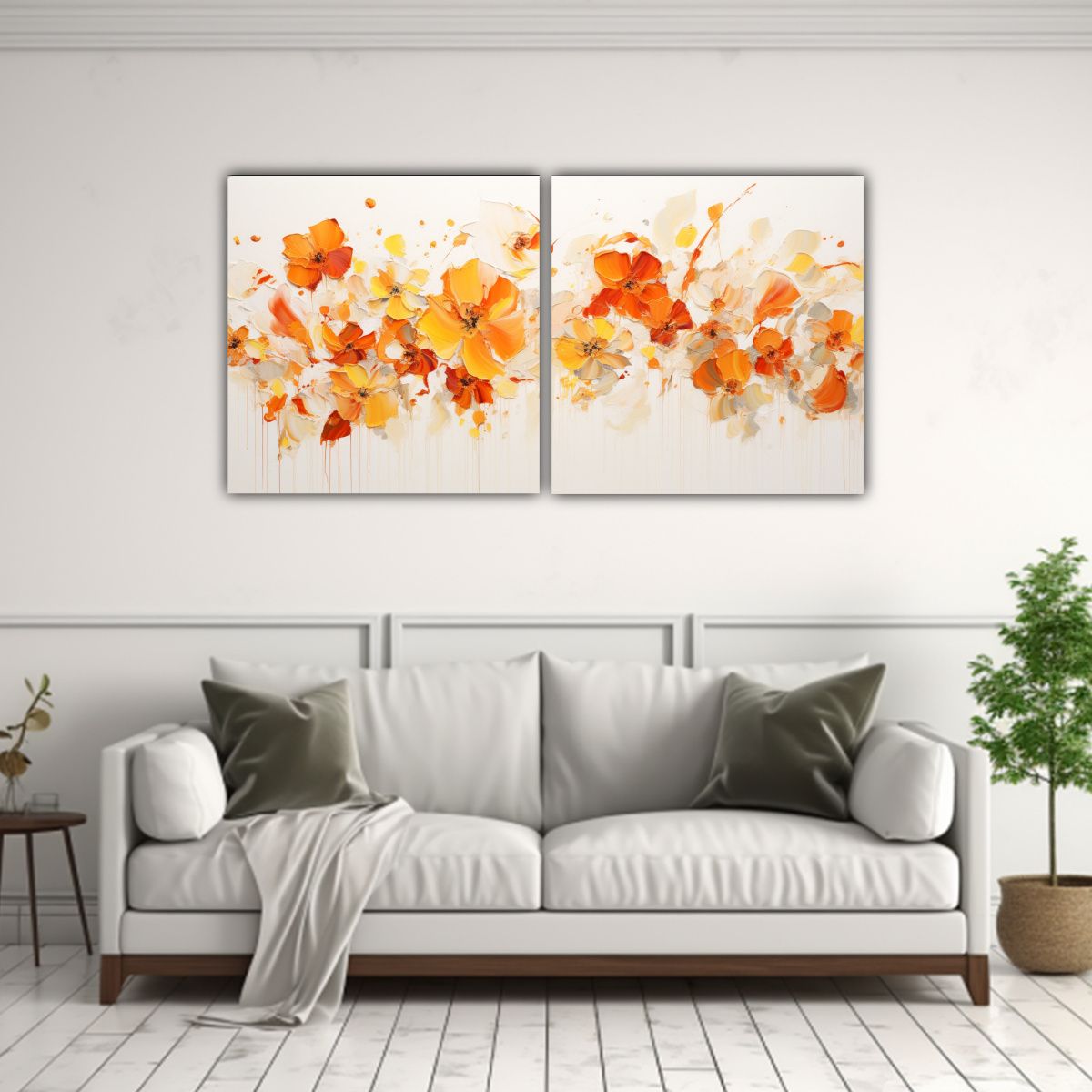 GENERICO - Pintura Acrílica Sin Costuras En Blanco Dos 80x40 Cm