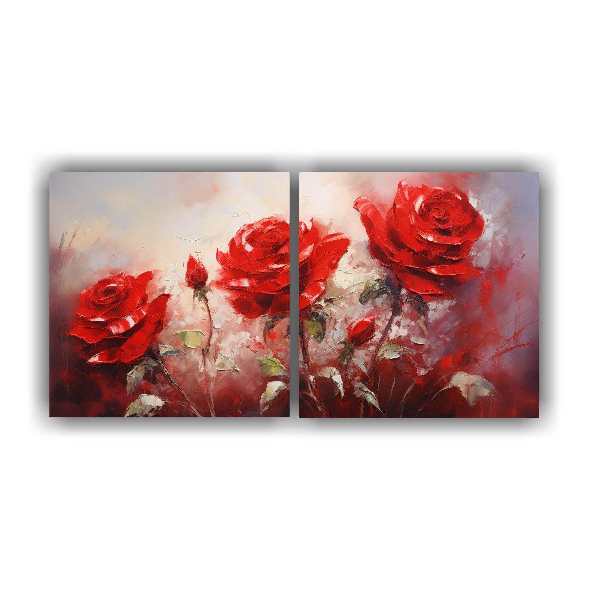 GENERICO - Pintura En Lienzo De Rosas Rojas En El Estilo Del 100x50 Cm