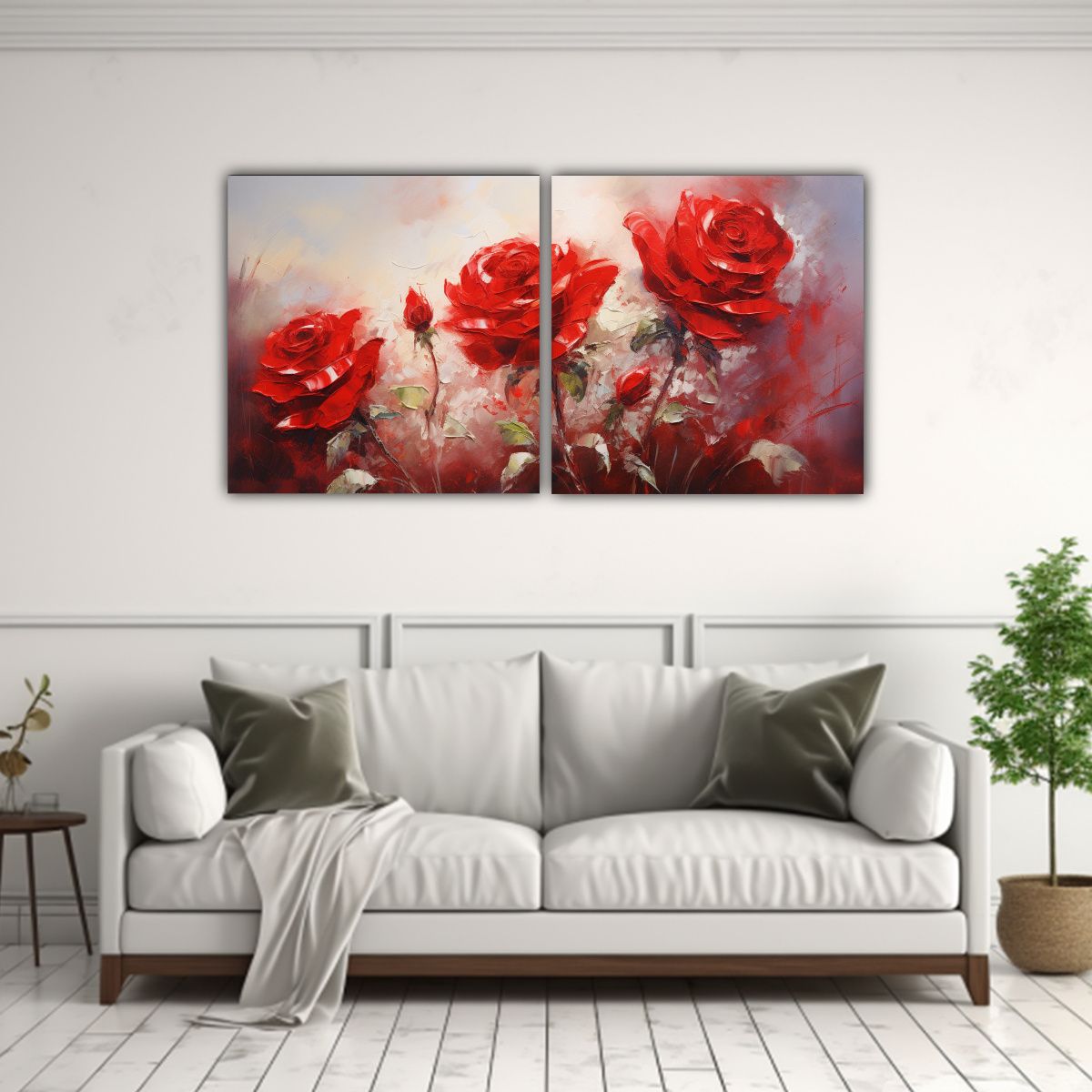 GENERICO - Pintura En Lienzo De Rosas Rojas En El Estilo Del 100x50 Cm