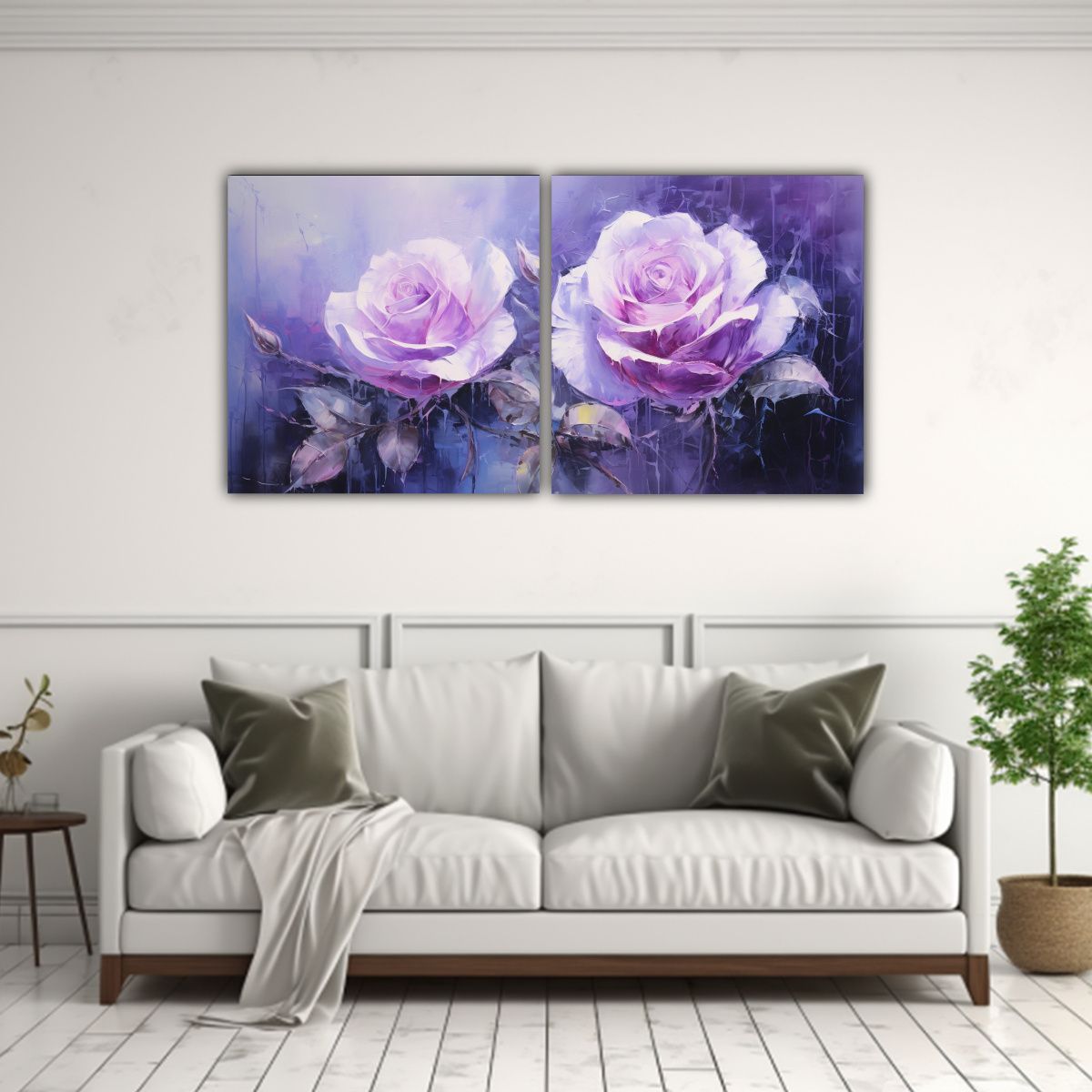 GENERICO - Pintura Multicolor De Rosas Púrpuras En Lienzo 80x40 Cm