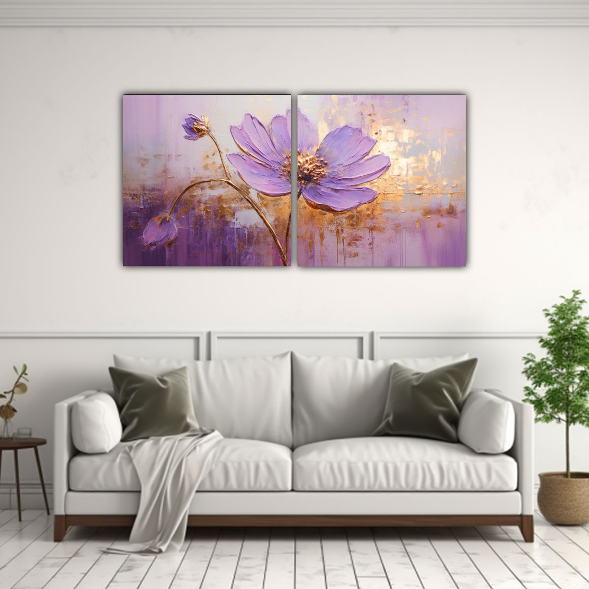 GENERICO - Pintura De Flores Moradas Estilo Decorativo En 80x40 Cm