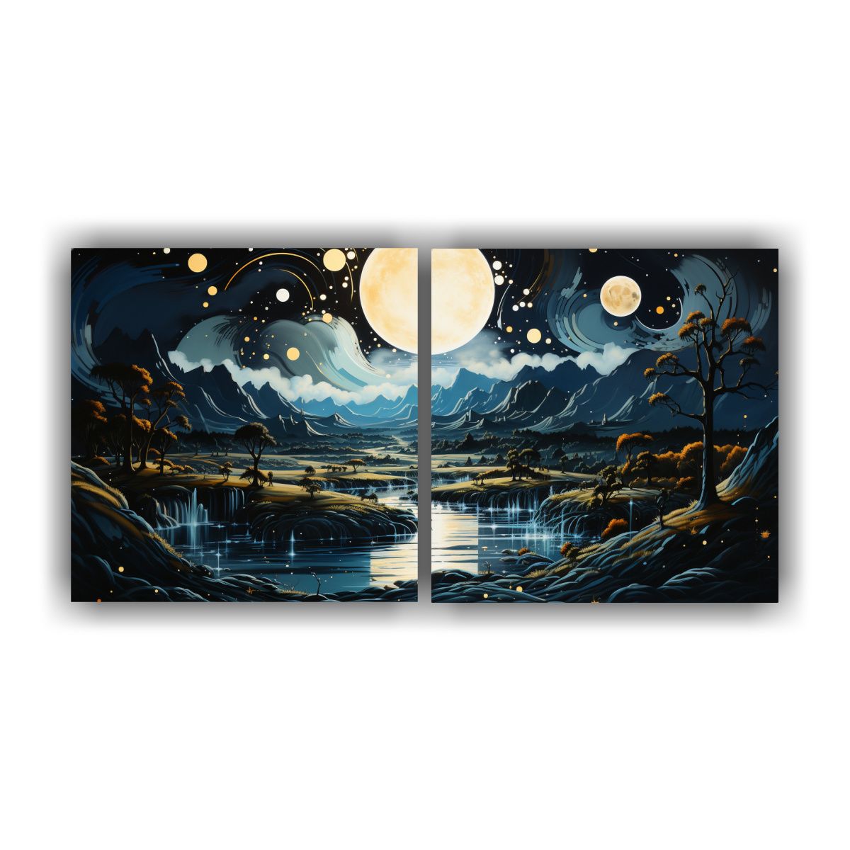 GENERICO - Pintura Inspiradora Luna Y Montañas En La Sala 80x40 Cm