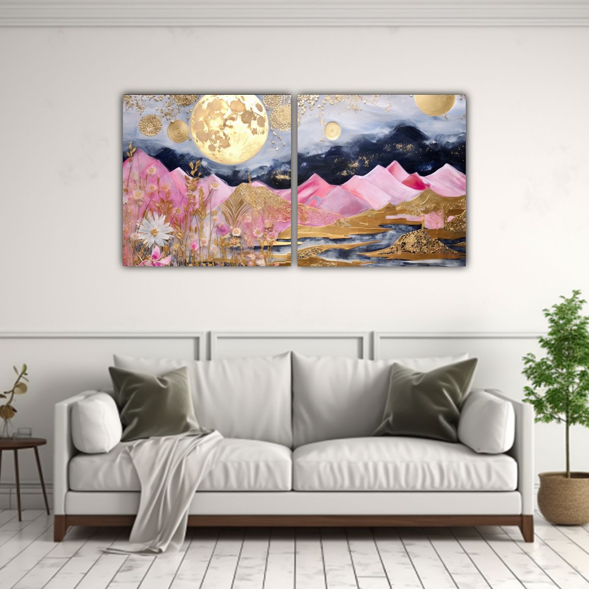 GENERICO - Paisaje Lunar En Montañas Al Atardecer Set 2 60x30 Cm